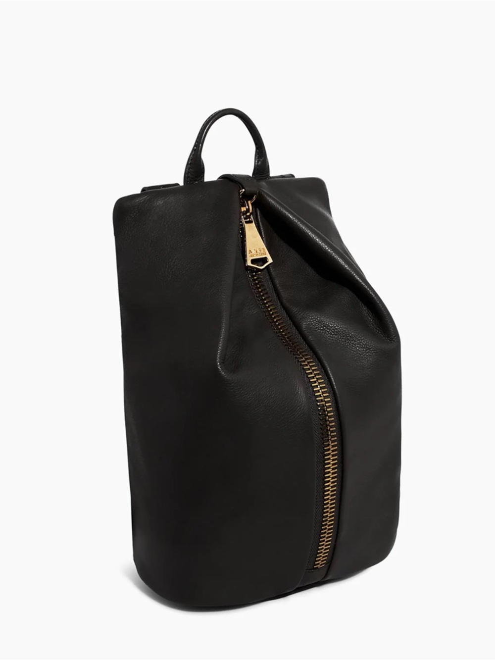 Aimee Kestenberg Black Leather Backpack with Gold Zip Accent